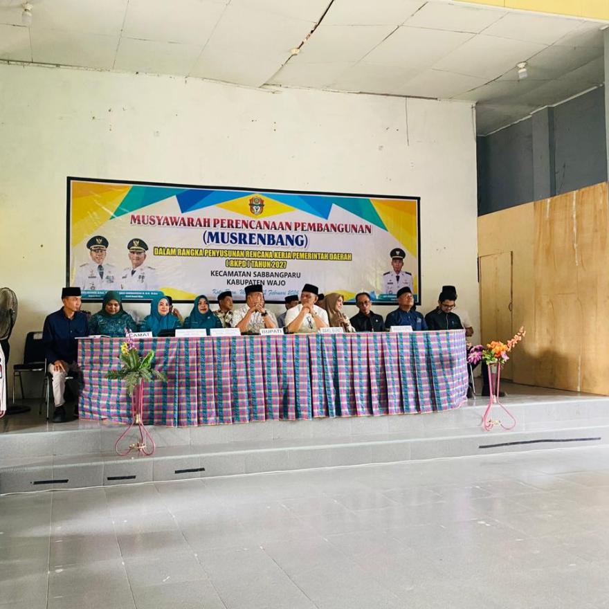 Musrenbang RKPD 2027 Digelar di Kecamatan Sabbangparu, Bupati dan Wakil Bupati Wajo Hadiri Langsung